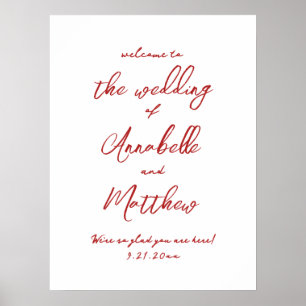 Poster Panneau de bienvenue simple manuscrit rouge pour u
