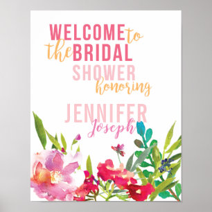 Poster Panneau de bienvenue sous la douche florale lumine