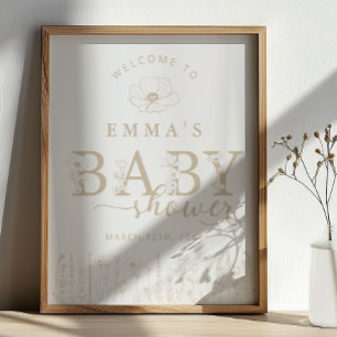 Poster Panneau de bienvenue Taupe Baby Shower Fleur des c