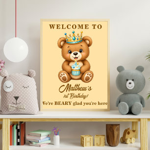 Poster Panneau de bienvenue Teddy Bear Prince pour le 1er