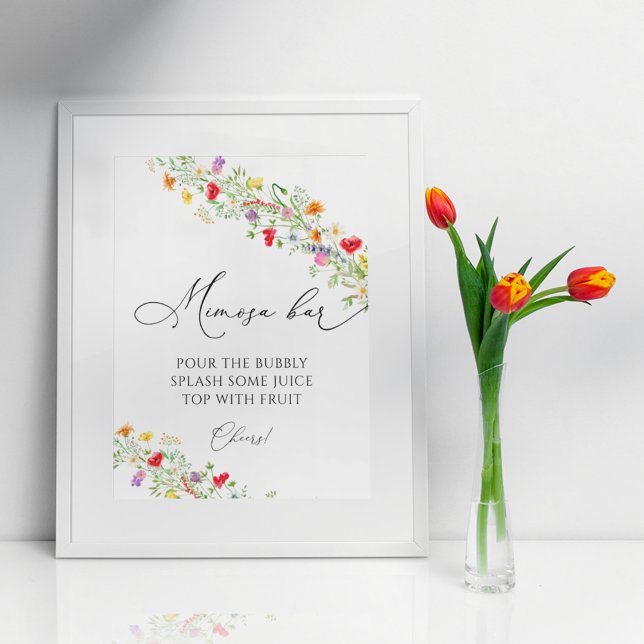 Poster Panneau de boisson de bar à mimosa de fleur sauvag (Créateur téléchargé)