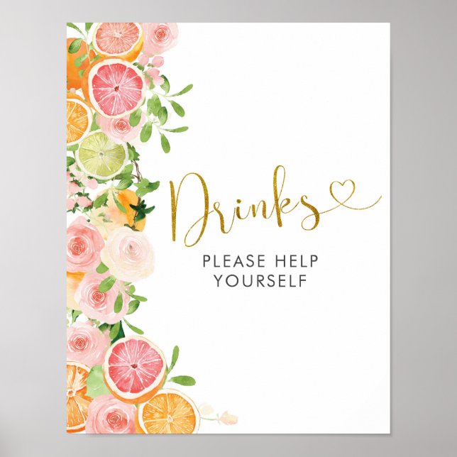 Poster Panneau de boissons de Grapefruit Citrus Fruit pou (Devant)