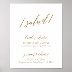 Poster Panneau de boissons de santé en calligraphie dorée