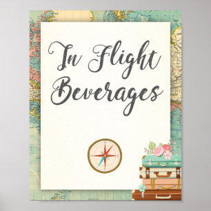 Poster Panneau de boissons de voyage en vol