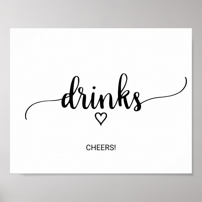 Poster Panneau de boissons en calligraphie noire simple (Devant)