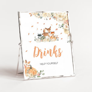 Poster Panneau de boissons pour animaux de la forêt flora