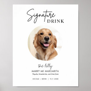 Poster Panneau de boissons signatures de mariage de chien