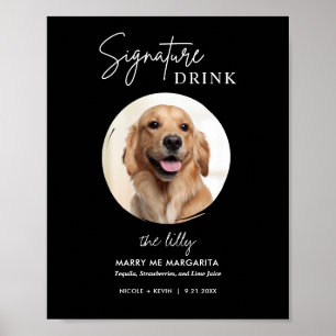Poster Panneau de boissons signatures de mariage de chien