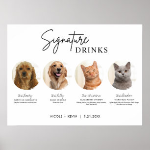 Poster Panneau de boissons signatures de mariage pour 4 a