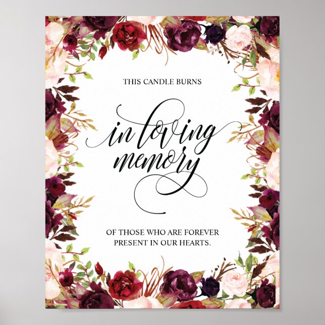 Poster Panneau de Bougie Mémorielle En Mémoire Affectueus (Devant)