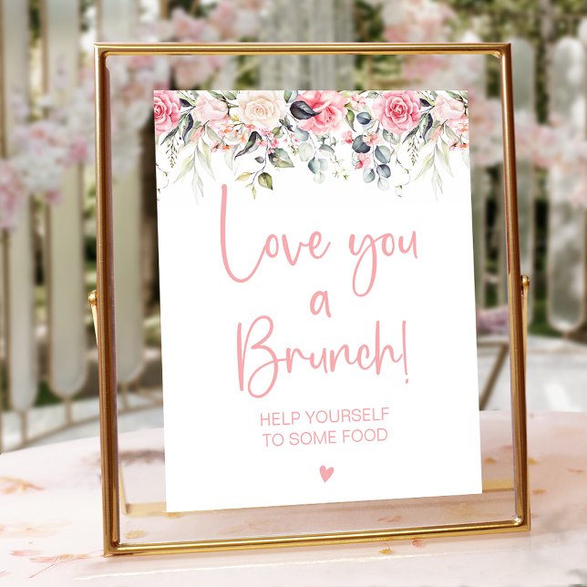 Poster Panneau de Brunch pour Mariage avec Fleurs Rose Pâ (Créateur téléchargé)