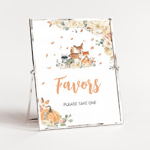 Poster Panneau de cadeaux d'animaux de la forêt florale