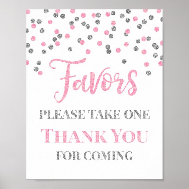 Poster Panneau de cadeaux de fête bébé Confetti Rose Arge (Devant)