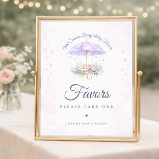Poster Panneau de cadeaux de fête pour bébé Floral April