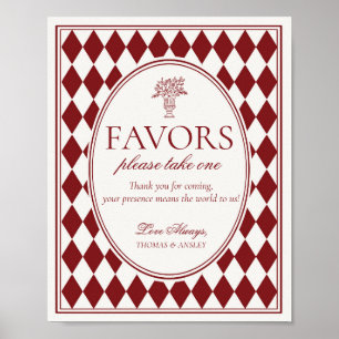 Poster Panneau de cadeaux de mariage à carreaux Harlequin