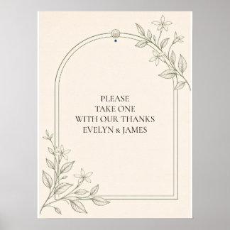 Poster Panneau de cadeaux de mariage botanique à l'olive