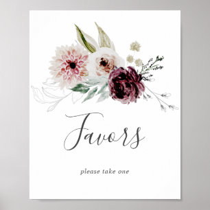 Poster Panneau de cadeaux de mariage Floral Romance