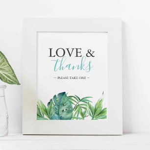 Poster Panneau de cadeaux de mariage sur la plage tropica