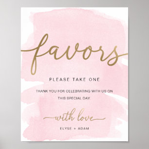 Poster Panneau de cadeaux en aquarelle rose et or