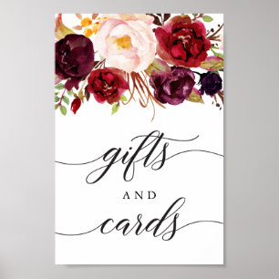 Poster Panneau de cadeaux et cartes Bourgogne Marsala
