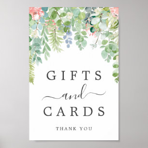 Poster Panneau de cadeaux et de cartes de verdure douce
