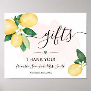 Poster Panneau de cadeaux pour mariage et Baby Shower thè