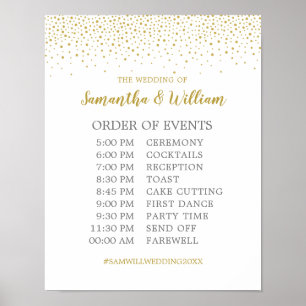 Poster Panneau de calendrier Mariage de Confetti Or Elega