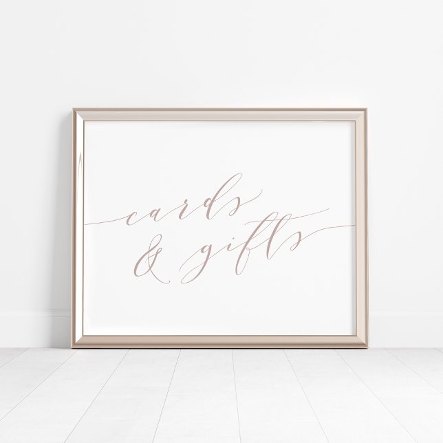 Poster Panneau de calligraphie rose Cartes et cadeaux (Créateur téléchargé)