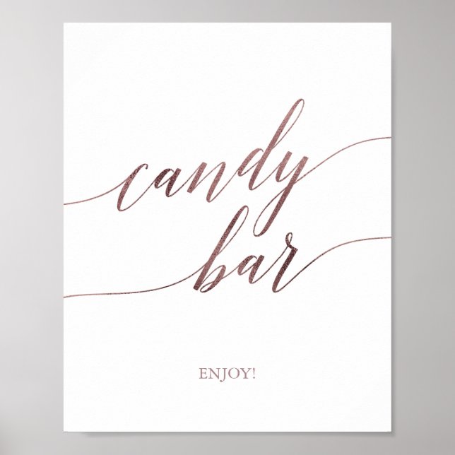 Poster Panneau de Candy Bar Calligraphie Rose Gold Élégan (Devant)