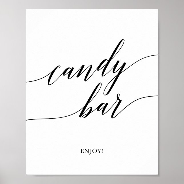 Poster Panneau de Candy Bar en calligraphie noire élégant (Devant)