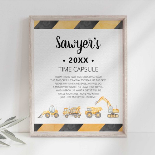 Poster Panneau de capsule temporelle de camion de constru (Créateur téléchargé)