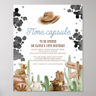 Poster Panneau de capsule temporelle rustique du Far West