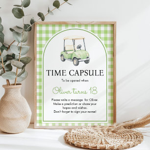 Poster Panneau de capsule temporelle verte pour fête d'an