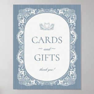 Poster Panneau de cartes et cadeaux à dentelle bleue vint