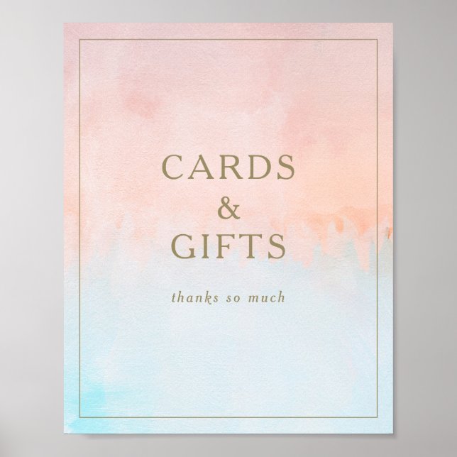 Poster Panneau de cartes et cadeaux aquarelle de coucher  (Devant)