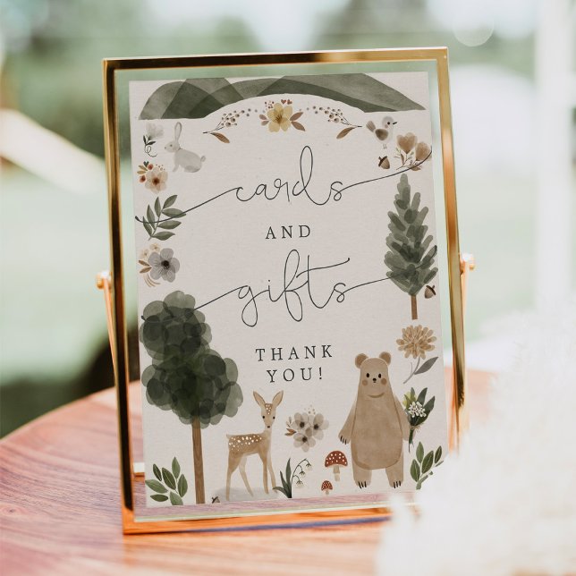 Poster Panneau de cartes et cadeaux Boho Woodland Baby Sh (Créateur téléchargé)