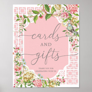 Poster Panneau de cartes et cadeaux chinois rose