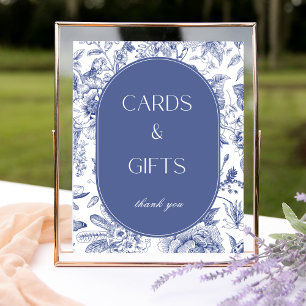 Poster Panneau de cartes et cadeaux Chinoiserie bleu et b