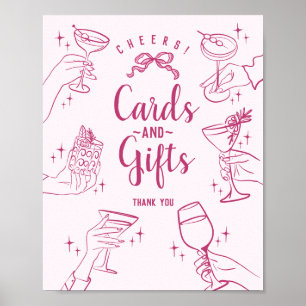 Poster Panneau de cartes et cadeaux Cocktail rose