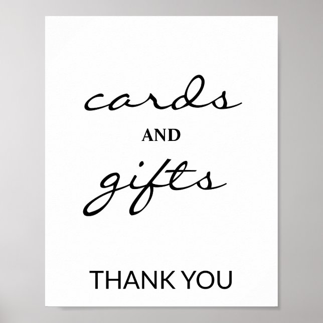 Poster Panneau de cartes et cadeaux de calligraphie noire (Devant)