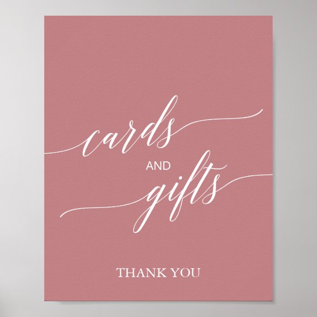 Poster Panneau de cartes et cadeaux de calligraphie rose  (Devant)