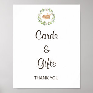 Poster Panneau de cartes et cadeaux de cerfs couchés flor