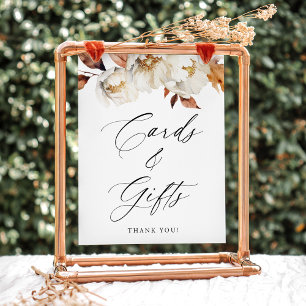 Poster Panneau de cartes et cadeaux de mariage floraux d'