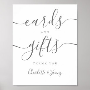 Poster Panneau de cartes et cadeaux de signature grise