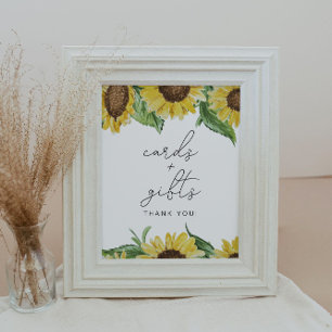 Poster Panneau de cartes et cadeaux de tournesol rustique