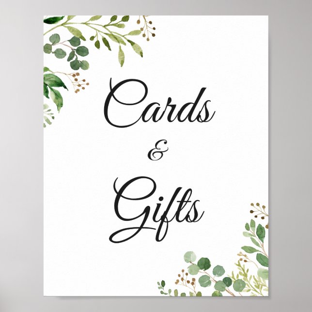 Poster Panneau de cartes et cadeaux de verdure d'eucalypt (Devant)