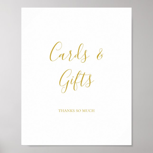 Poster Panneau de cartes et cadeaux en or simple et éléga (Devant)