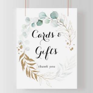 Poster Panneau de cartes et cadeaux floraux en eucalyptus