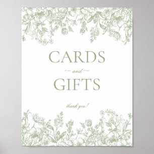 Poster Panneau de cartes et cadeaux floraux vintage de sa
