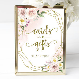 Poster Panneau de cartes et cadeaux géométriques floraux 